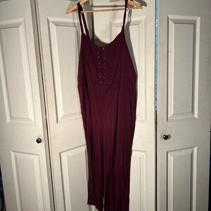 Torrid Maroon Jumpsuit with Criss Cross Tie in Front Size 2XL